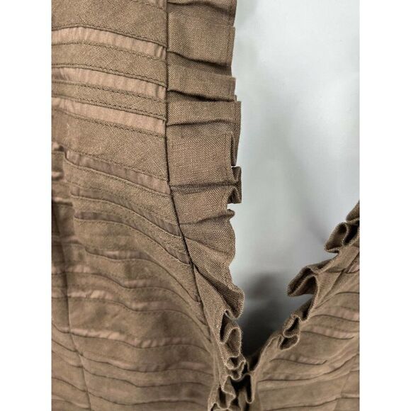 Lafayette 148 Brown Blazer Jacket Size 8 Hook Ruffle Linen Blend Dressy Feminine - Picture 7 of 12